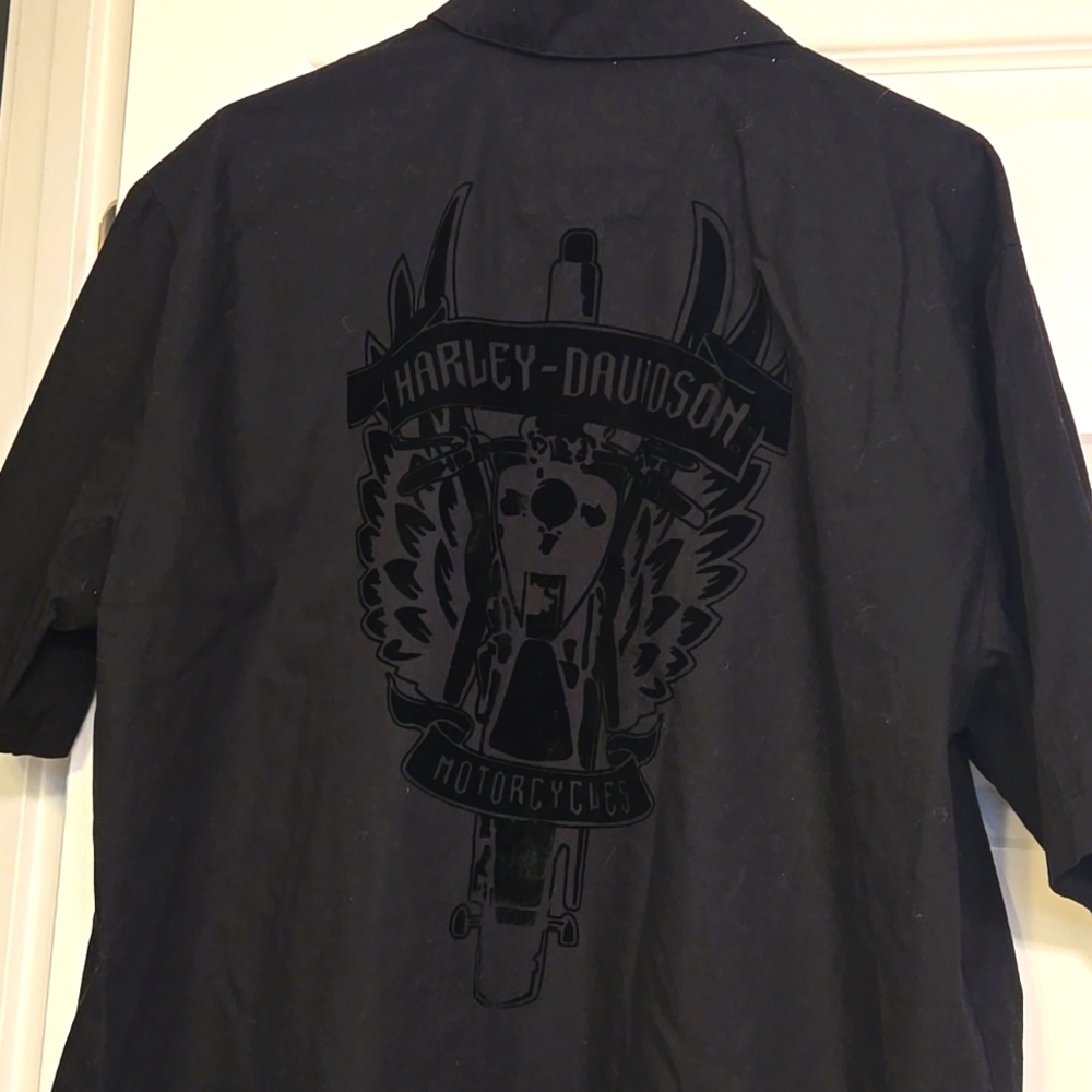 Men's Harley-Davidson motorcycle button down shirt- short sleeve Black Large🕶👑